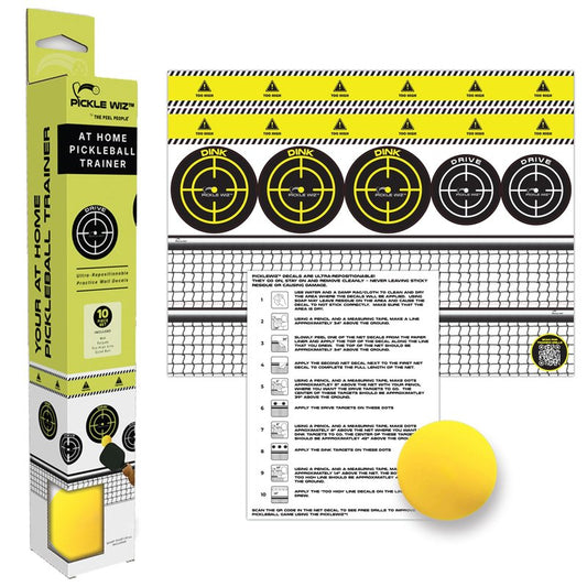 The Peel People PickleWiz At Home Pickleball Trainer, Ultra Repositionable Wall Decal Targets, Silent Foam Ball Included, QR Code to Free Online Drills