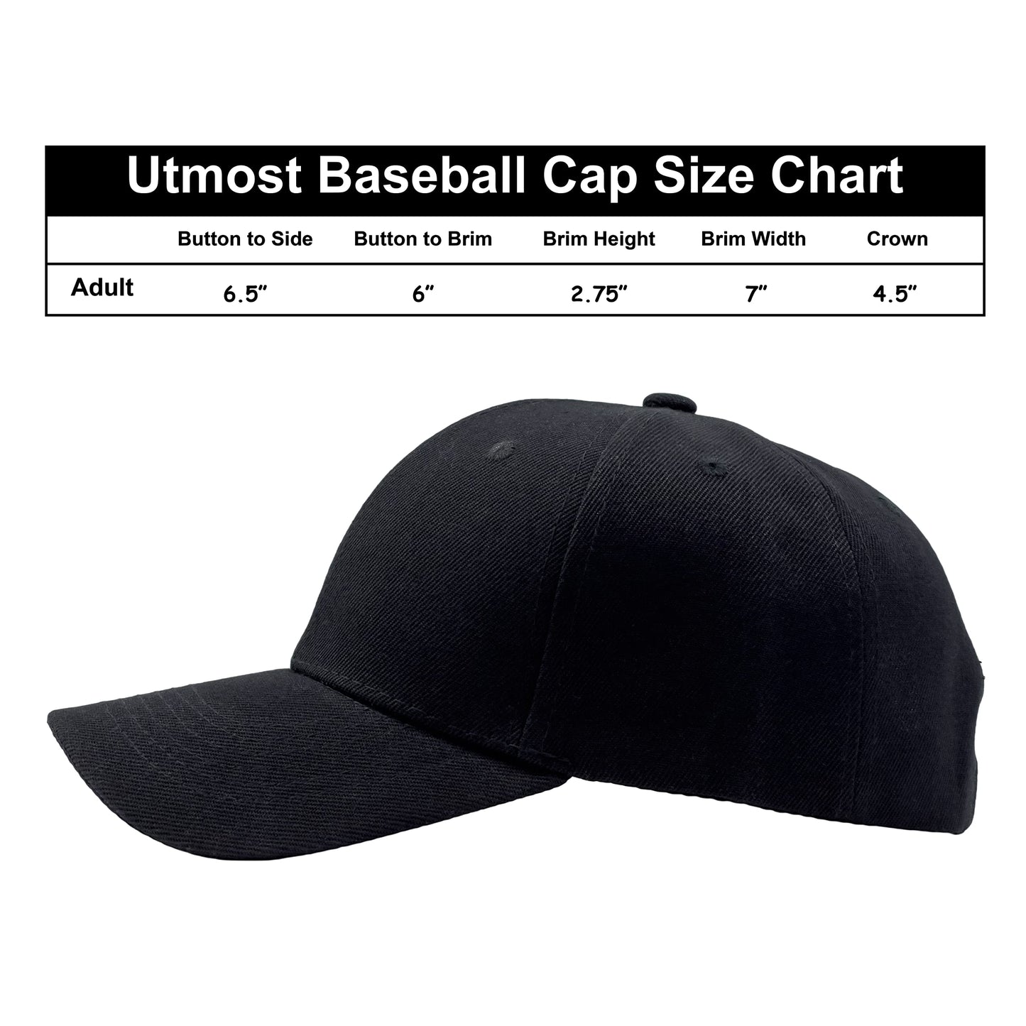 Utmost Structured Baseball Cap with Adjustable Closure - Performance Hat for Outdoor Activities (1pc Black)