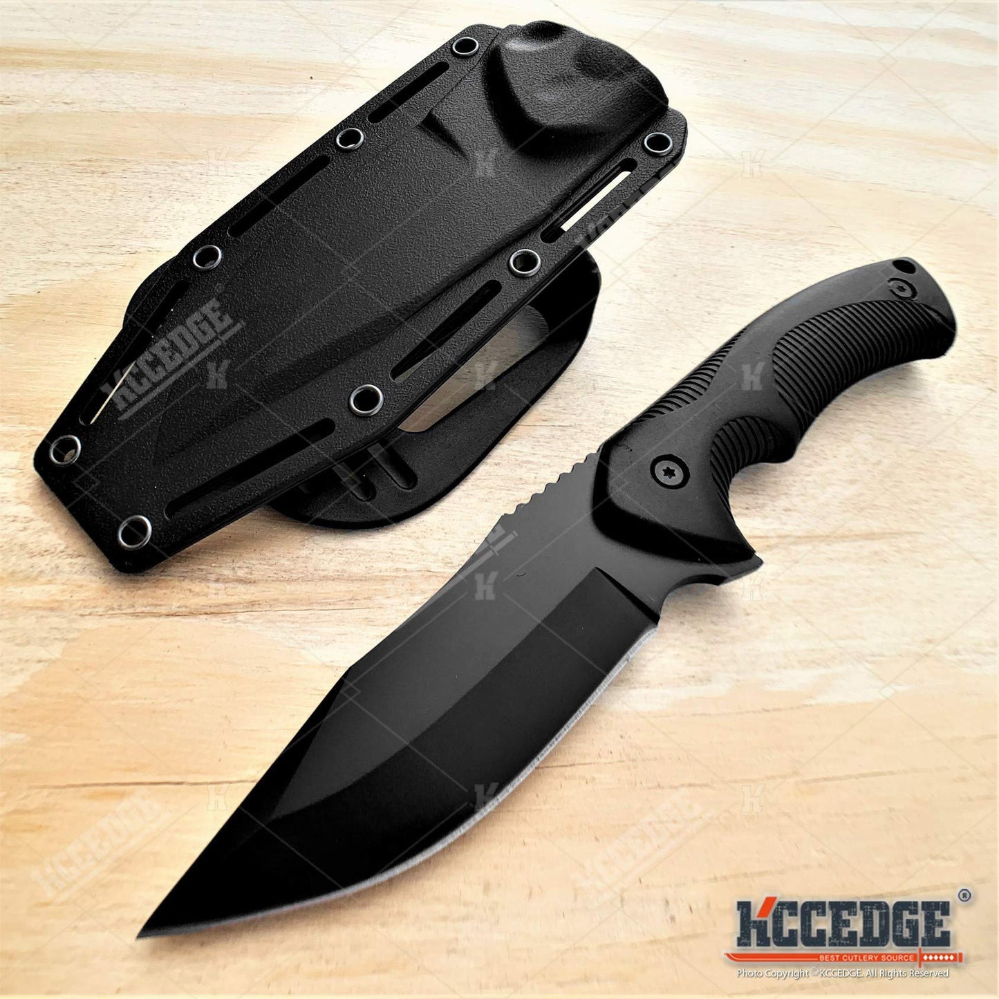 KCCEDGE Tactical Knife Hunting Knife Survival Knife 9" Full Tang Fixed Blade Knives Camping Accessories Camping Gear Survival Kit Survival Gear And Equipment Tactical Gear 80213 (Black)