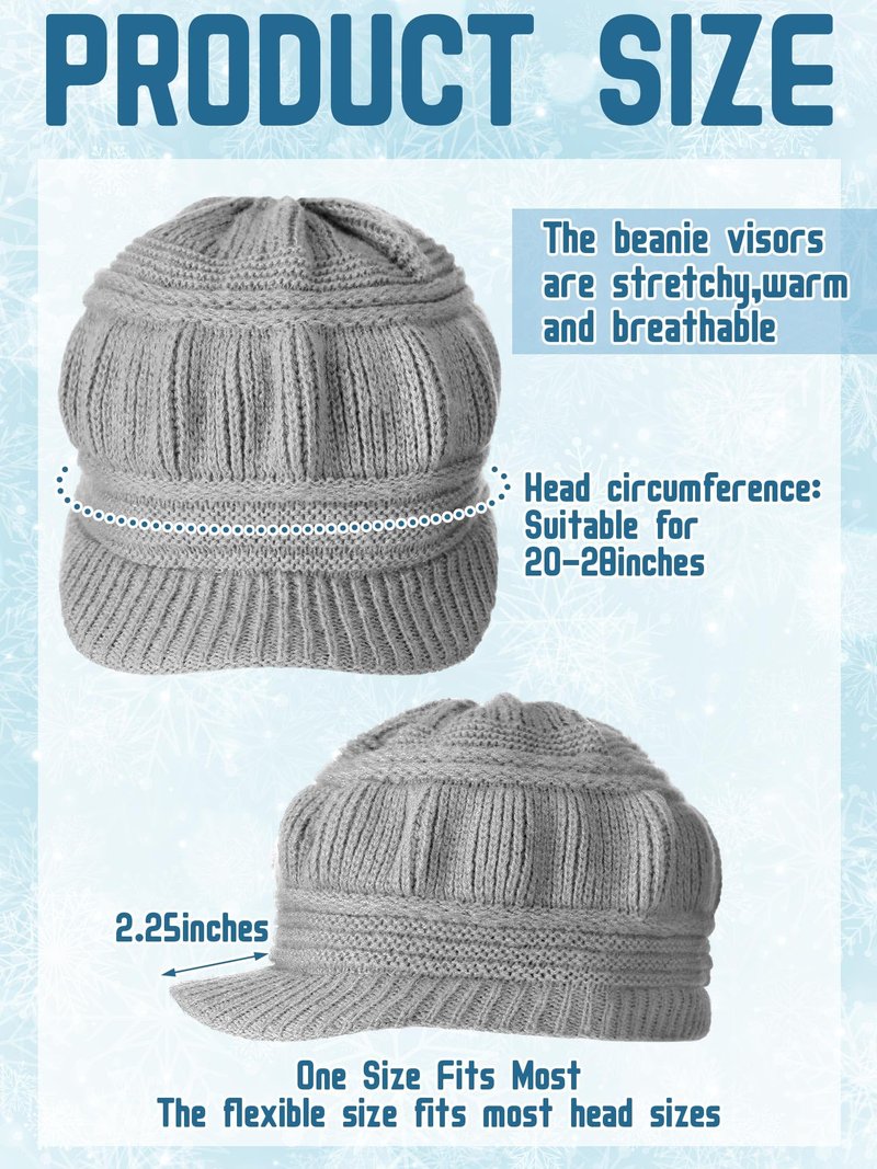 6 Pcs/3 Set Winter Hats with Brim for Women Neck Warmer Set Knit Beanie Hat Soft Warm Neck Scarf Stylish Skull Cap for Women(Red, Gray, Black)