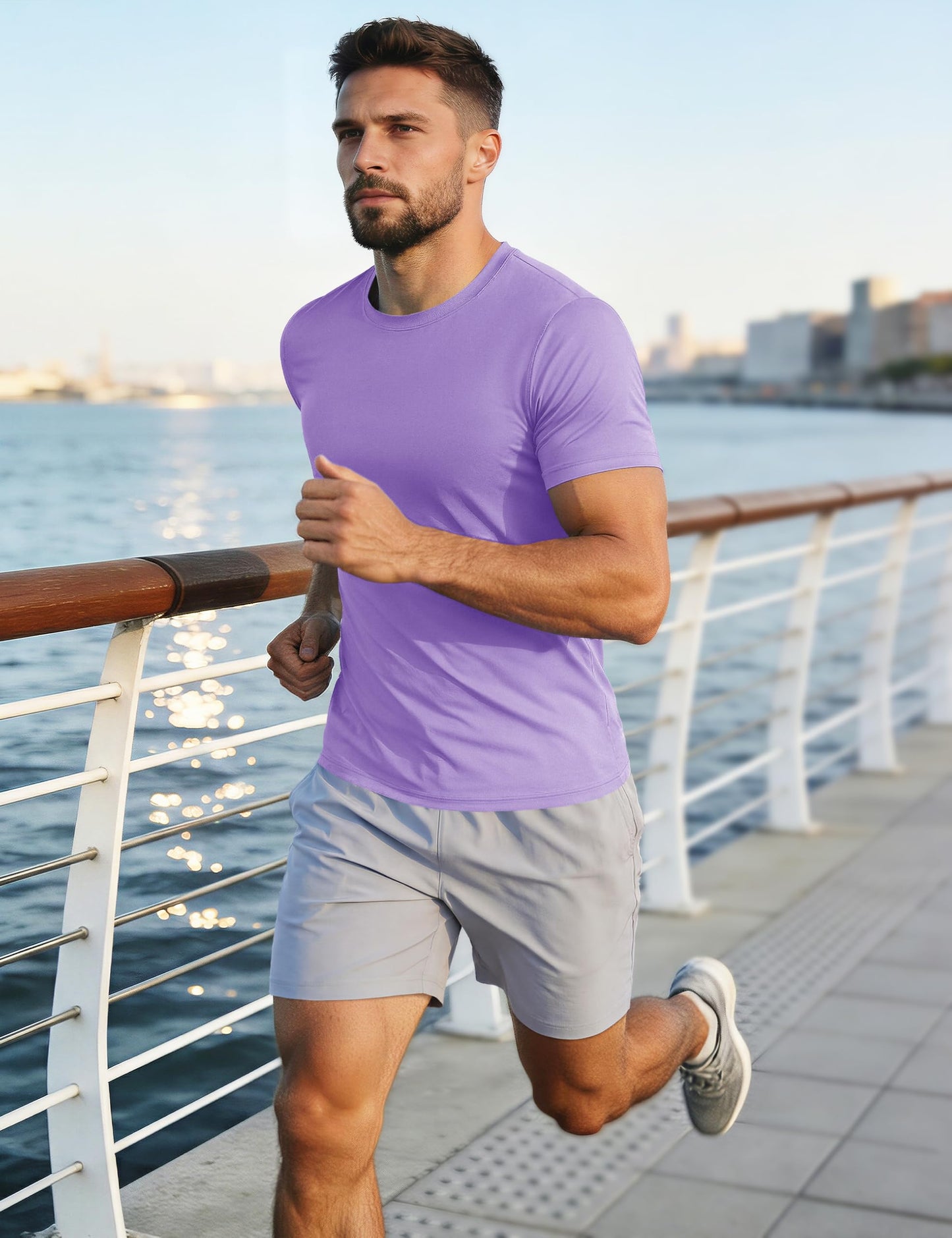 Mens Short Sleeve Shirts SPF 50+ Lightweight T-Shirt Sun Protection Rash Guards Shirts Gym Base Layer Shirts Running Shirts Active Shirts