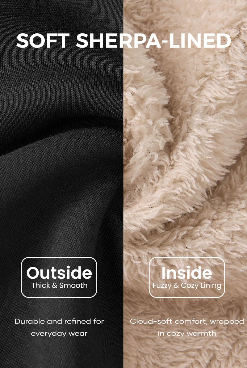 VOGSTART Men's Outdoor Lounge Sweatpants Active Fall Sweatpants Sherpa Fleece Winter Warm Thermal Soft Pants Black L