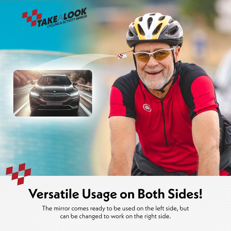 Take A Look Compact Cycling Mirror – Low-Tech Rearview Mirror for Bikes – fits Sunglasses & Helmet Visors – Shatter-Resistant Polycarbonate Lens, Anti-Vibration Stainless-Steel & Brass, Always On