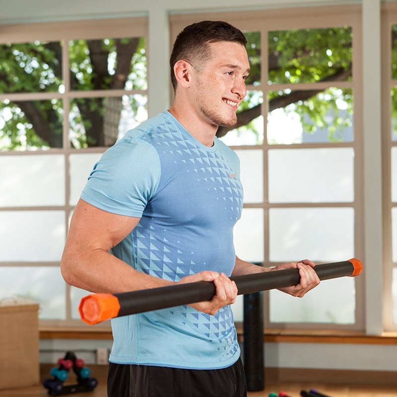 JFIT Weighted Workout Bar with Rubber Padding, 60”, 30 LB, Navy/Black (20-7530)