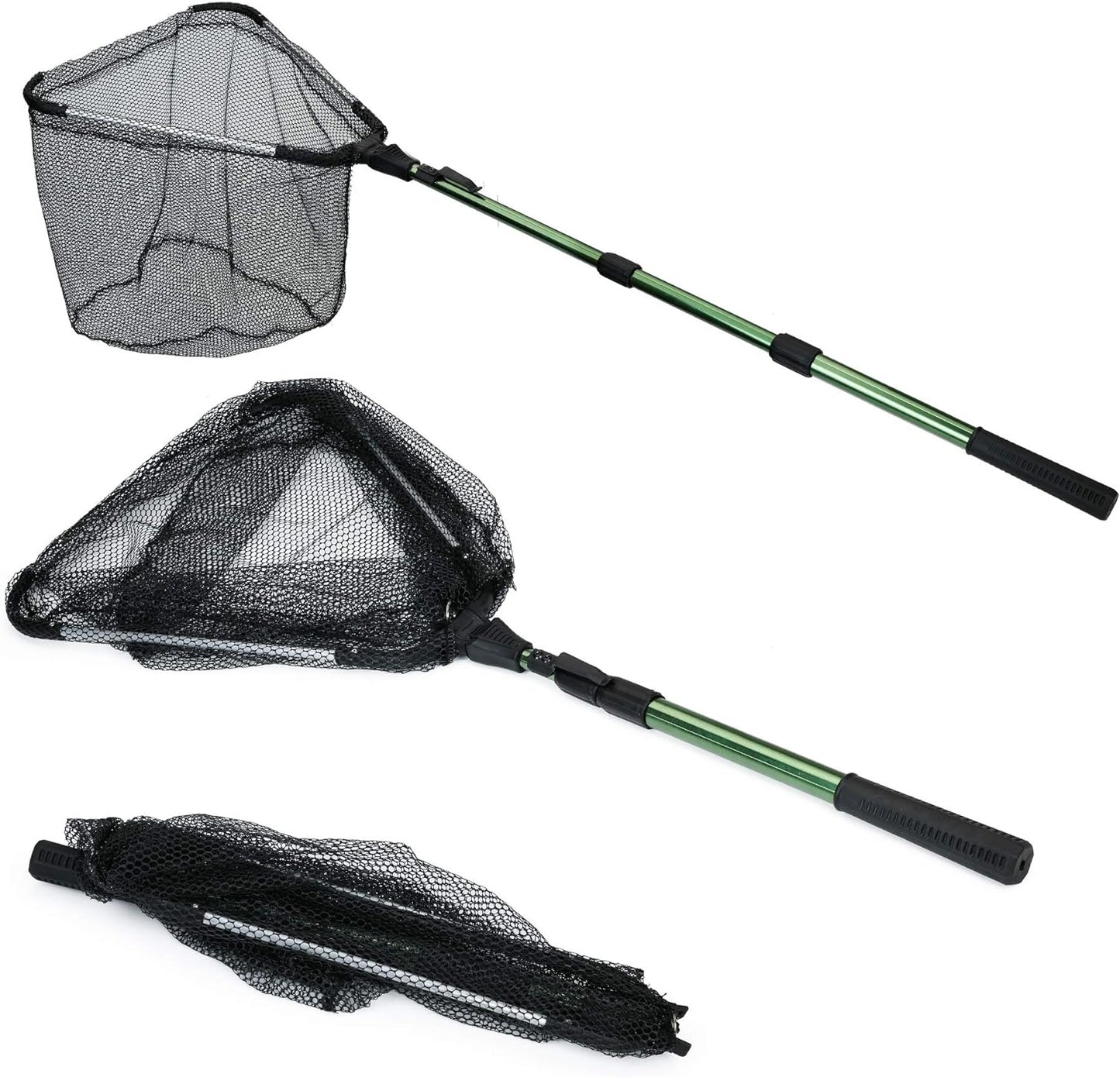 Fishing Landing Net with Telescoping Pole Handle - Extendable 40-63 Inches for Freshwater Use