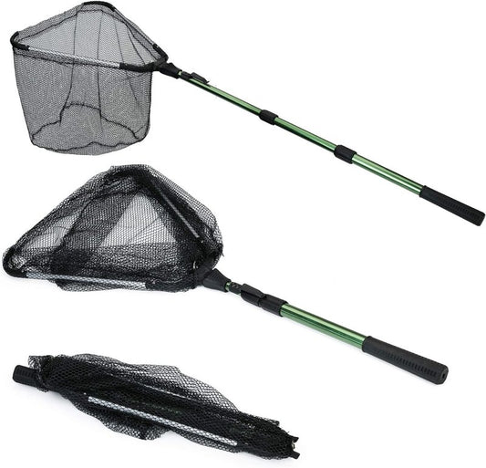 Fishing Landing Net with Telescoping Pole Handle - Extendable 40-63 Inches for Freshwater Use