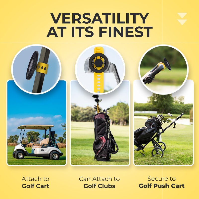CRVNCH. Magnetic Golf Cart Phone Holder - iPhone and Android Compatible - Strong Magnet, Easy Install - Cell Phone Mount for Golf Cart or Push Cart - Golf Cart Accessory for GPS, Apps & Music