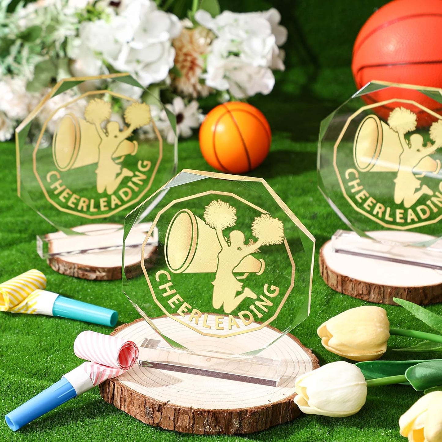 Sports Trophy Acrylic Award Medals - 6 Pack 4.72 x 4.72 Inch Trophies for Competitions | Team Prize Gifts
