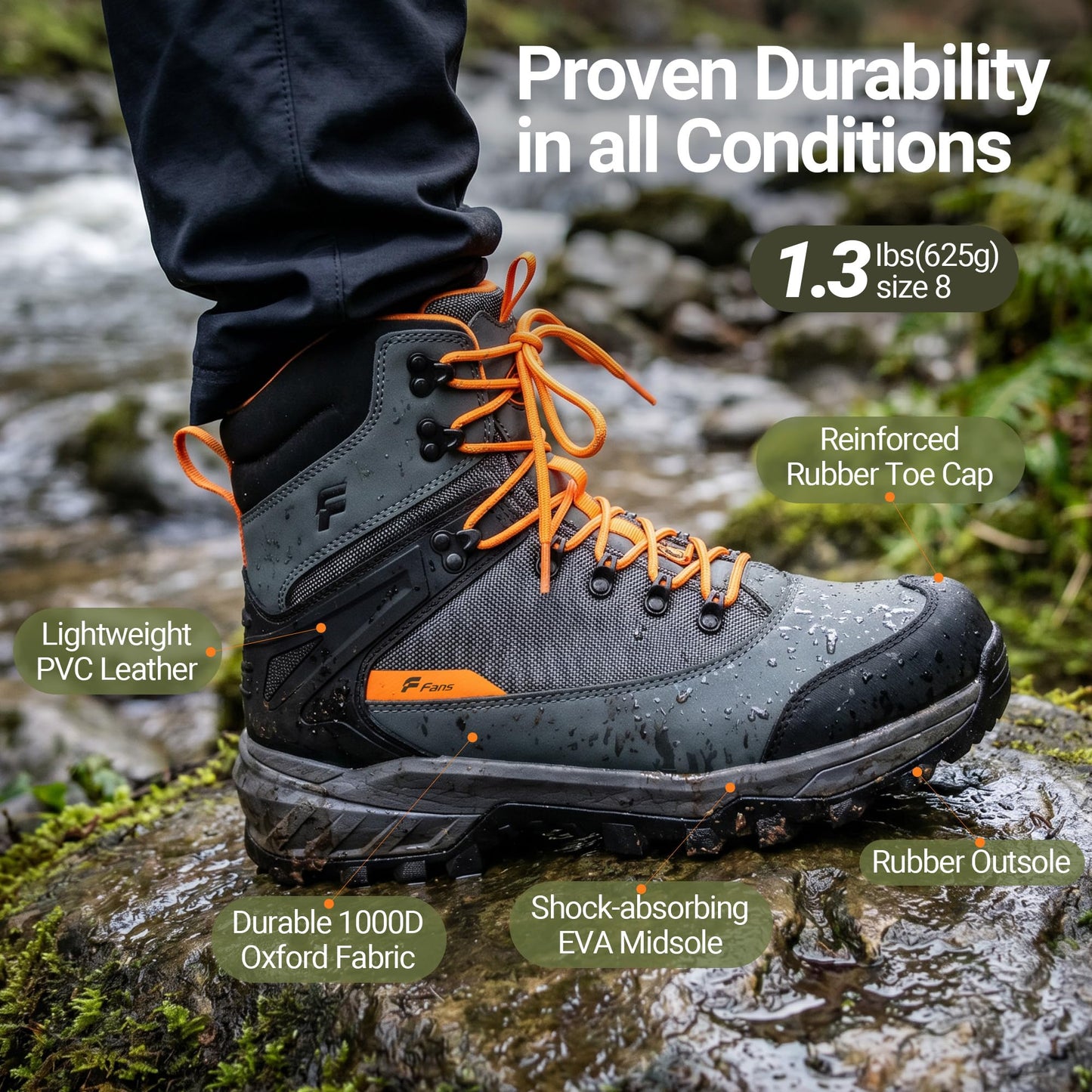 8 Fans Wading Boots with Terrain Grip Outsole, Lightweight Wading Shoes,Fishing Boot