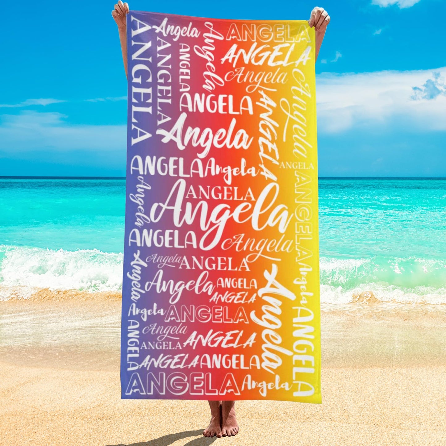 Esmtuaij Personalized Beach Towels for Kids and Adults, Custom Beach Towels with Name, Custom Quick-Drying Travel & Pool & Beach Towels,Customized Gifts for Women & Men & Children