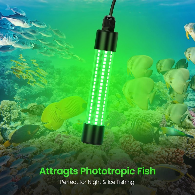 Underwater Green Fishing Light - 13W LED Submersible Light for Docks & Boats | 1300 Lumens, IP68 Rated