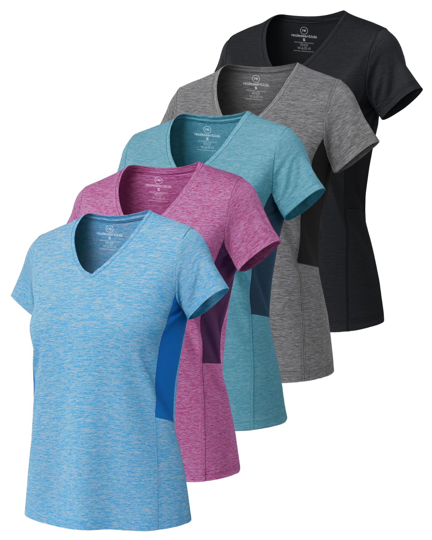 5 Pack Women's Dry Fit V Neck Workout Tops T Shirts Athletic Gym Yoga Tees