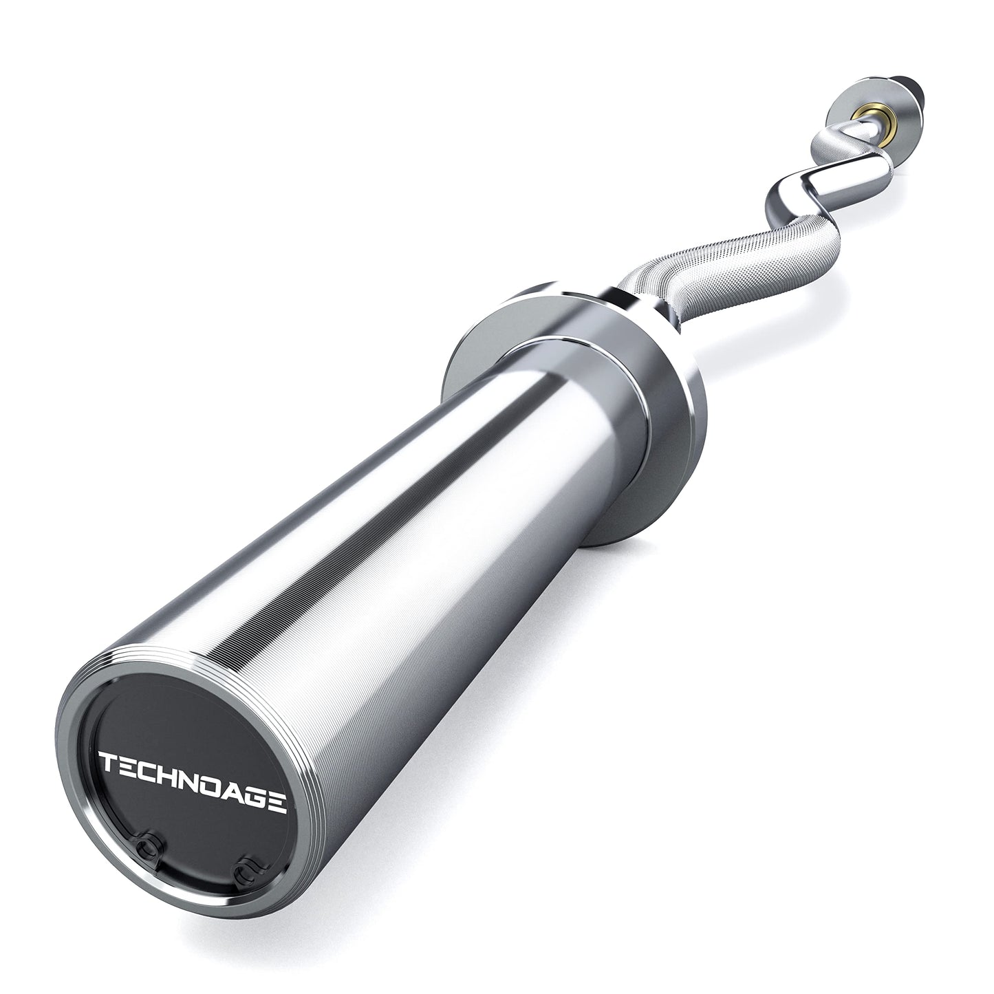 TECHNOAGE EZ Curl Bar Olympic, 47" Curl Bar(500LBS Capacity) for 2-inch Weight Plates, 20LB Solid Chrome Barbell with Copper Sleeve and Bearing Connection