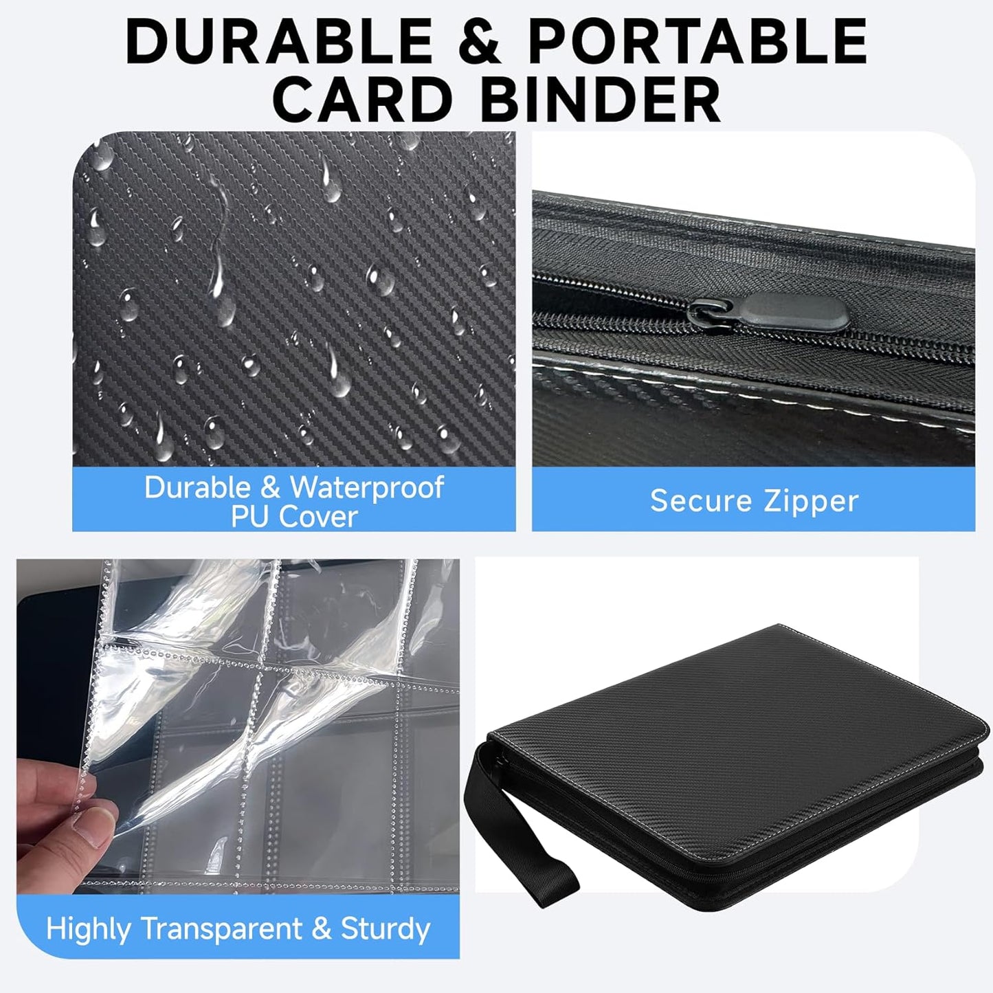 9 Pocket Trading Card Binder - Holds 1080 Cards | Premium Zipper Top Loader Album for MTG, TCG, Baseball & Sports Cards