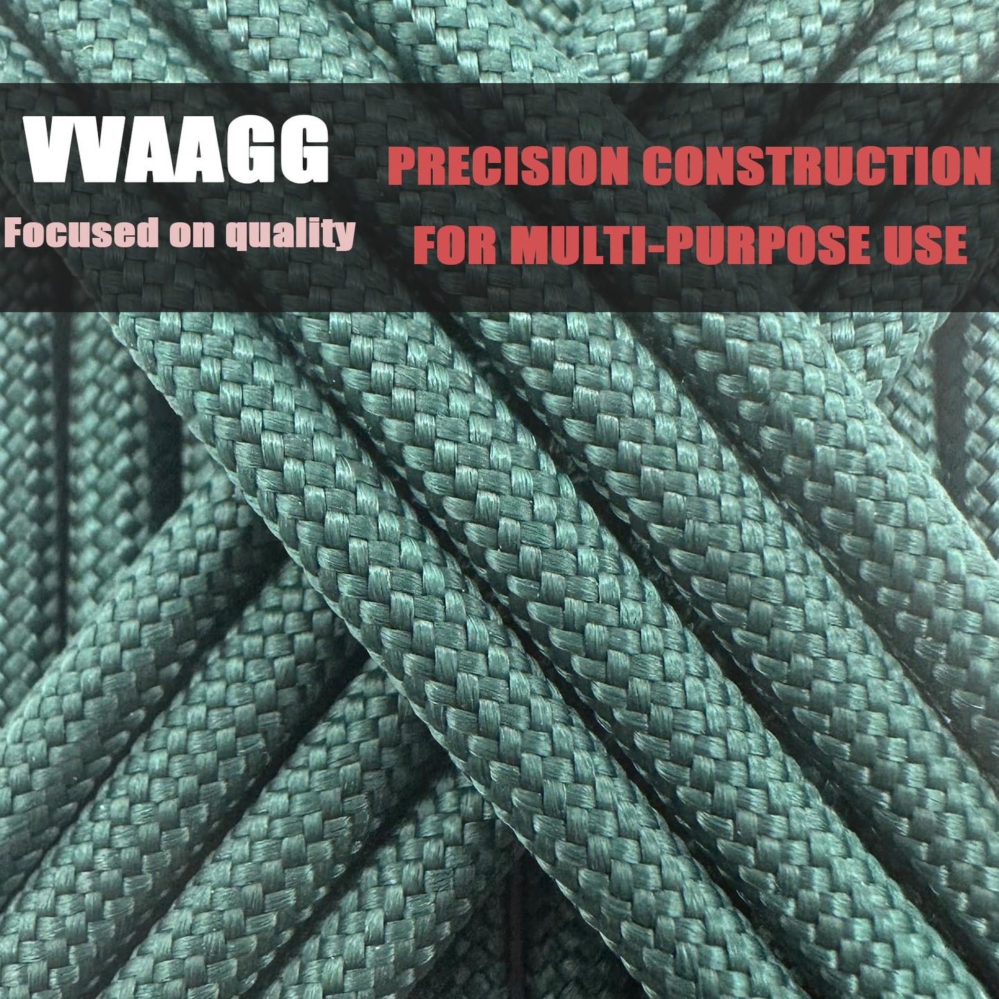 VVAAGG 550 Paracord 100FT 4mm Durable Camping Rope, Tent Rope, Clothsline Rope, Marine Weatherproof Rope, Nylon Parachute Cord Rope (Dark Green)