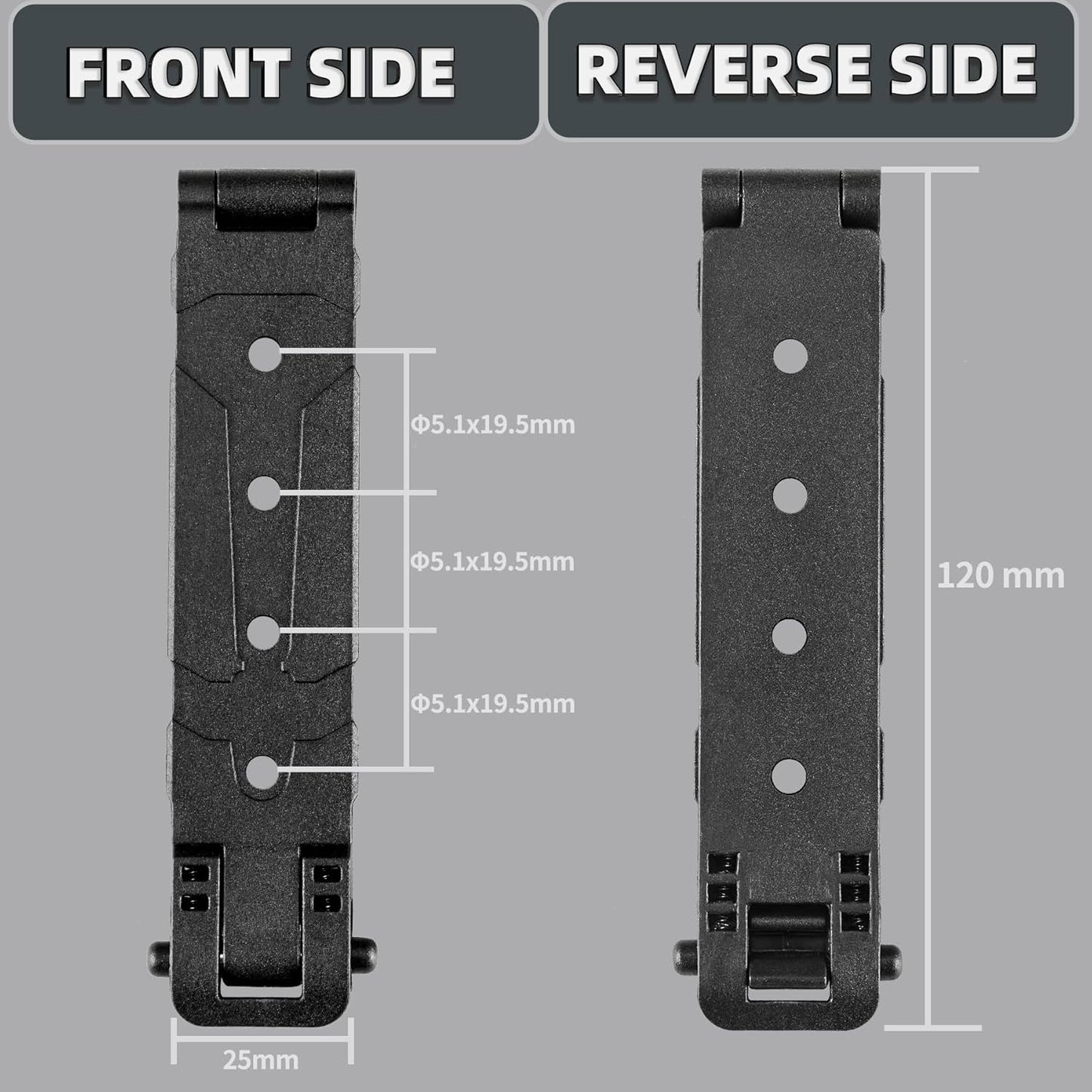 Molle Attachment Clips - Versatile Mounting Hardware for Vests, Backpacks & Holsters | Black