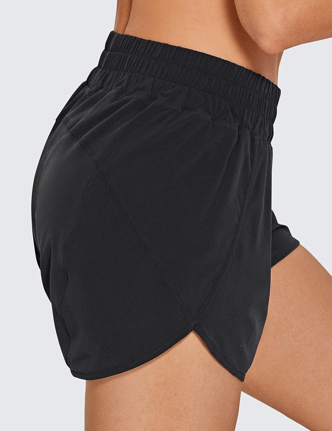 CRZ YOGA Dolphin Athletic Shorts for Women - High Waisted Quick Dry Running Shorts with Zip Pocket | 3" Inseam