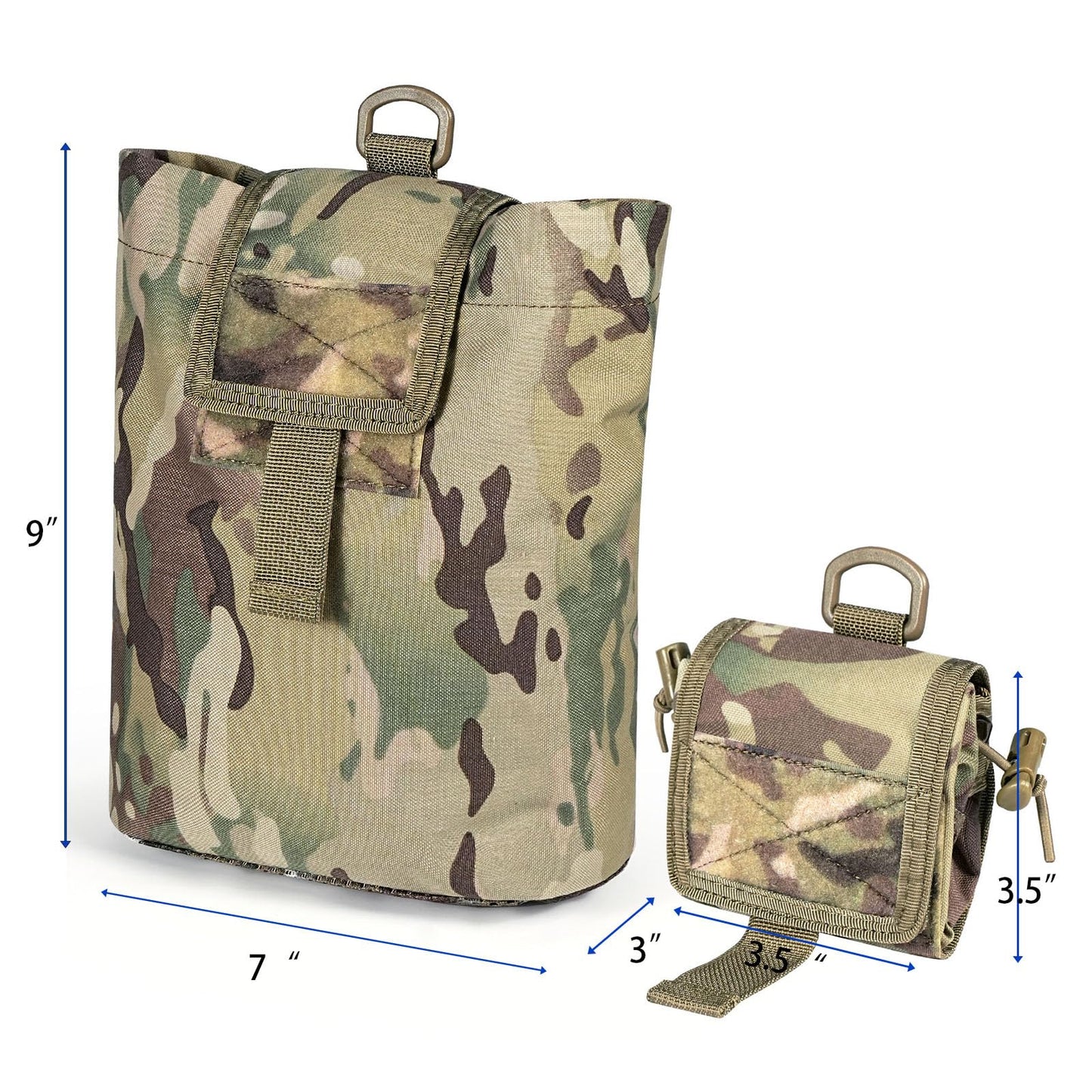 Lonloke Dump Pouch for Belt with 2 Removable MOLLE Straps, Foldable Roll-Up Drawstring Recovery Mag Magazine Ammo Tool Bag for Hunting Shooting Paintball