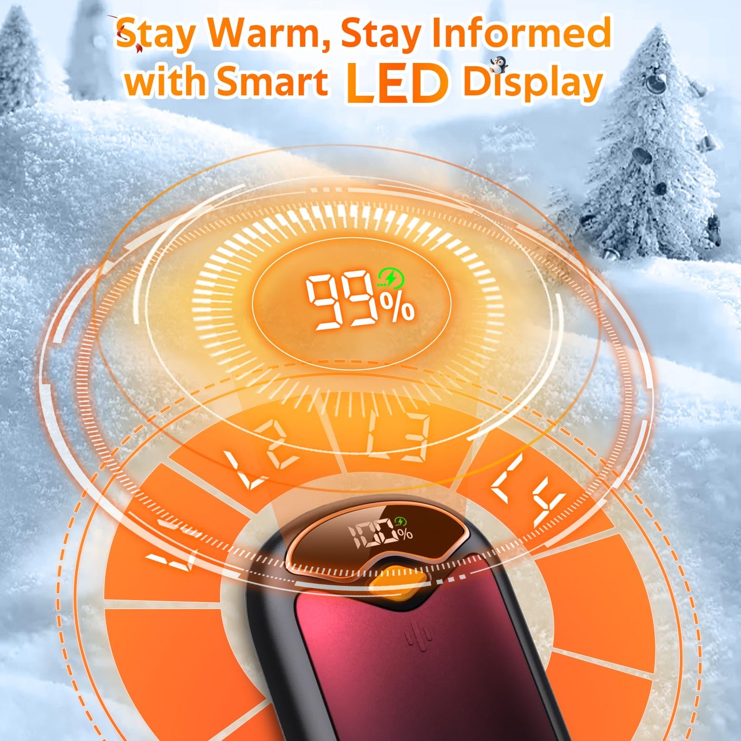 Hand Warmers Rechargeable - Magnetic Electric Hand Warmer 2 Pack, LED Display, 4 Settings Fast Heating Reusable Portable Heater Handwarmers for Golf Hunting Camping Essentials, Gifts for Men Women
