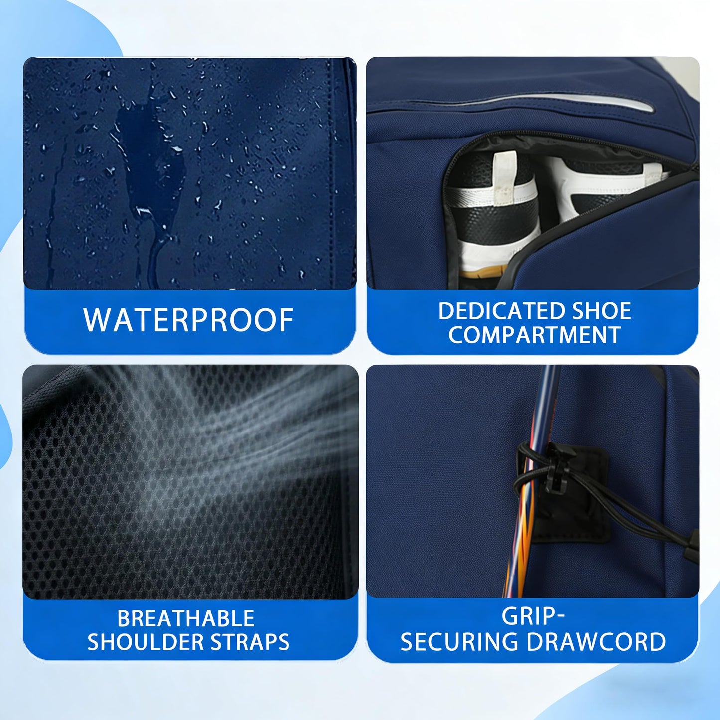 Smartway Waterproof Pickleball Bag With Shoe Compartment - Large Capacity Tennis Racket Backpack For Men Women