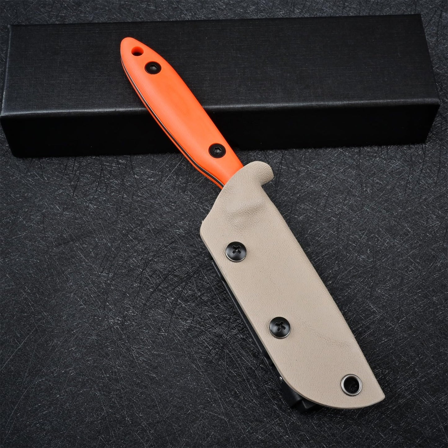 SDOKEDC Knives DC53 Steel Tactical Fixed Blade Knife with kydex sheath for Men EDC Outdoor Camping Survival Hunting (Orange handle)