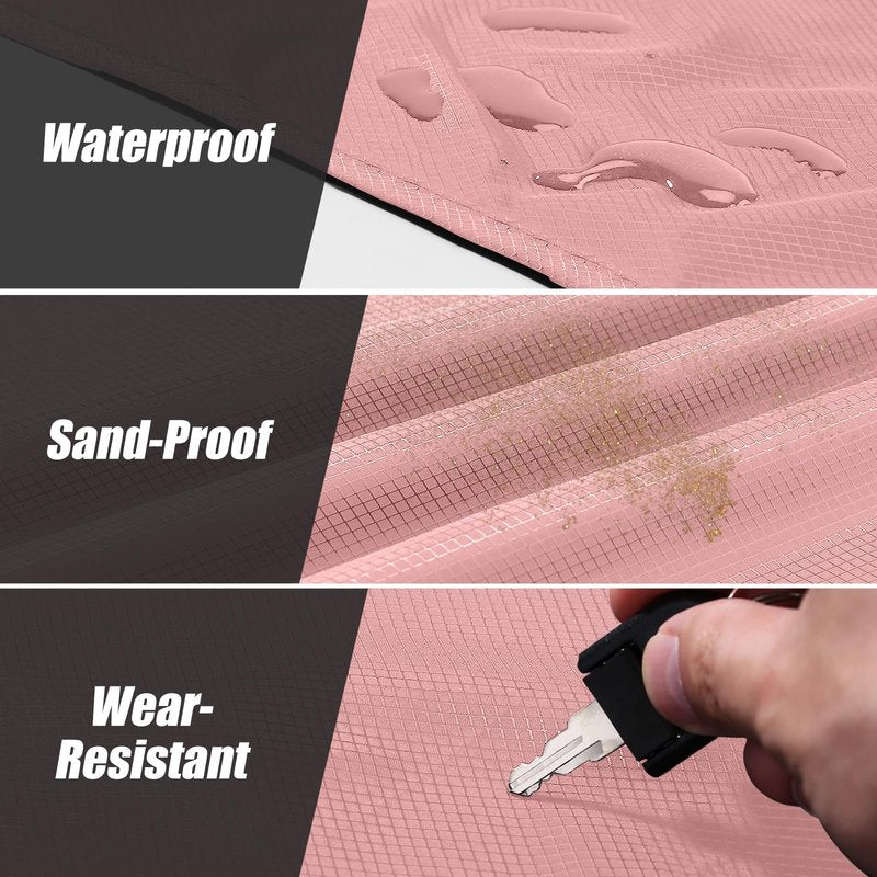 Odoland Beach Blanket Picnic Blanket, 43" x 63" SandProof Waterproof Outdoor Pocket Blanket with Portable Bag, Foldable Lightweight Sand Free Quick Drying Beach Mat for Hiking Camping Travel, Pink