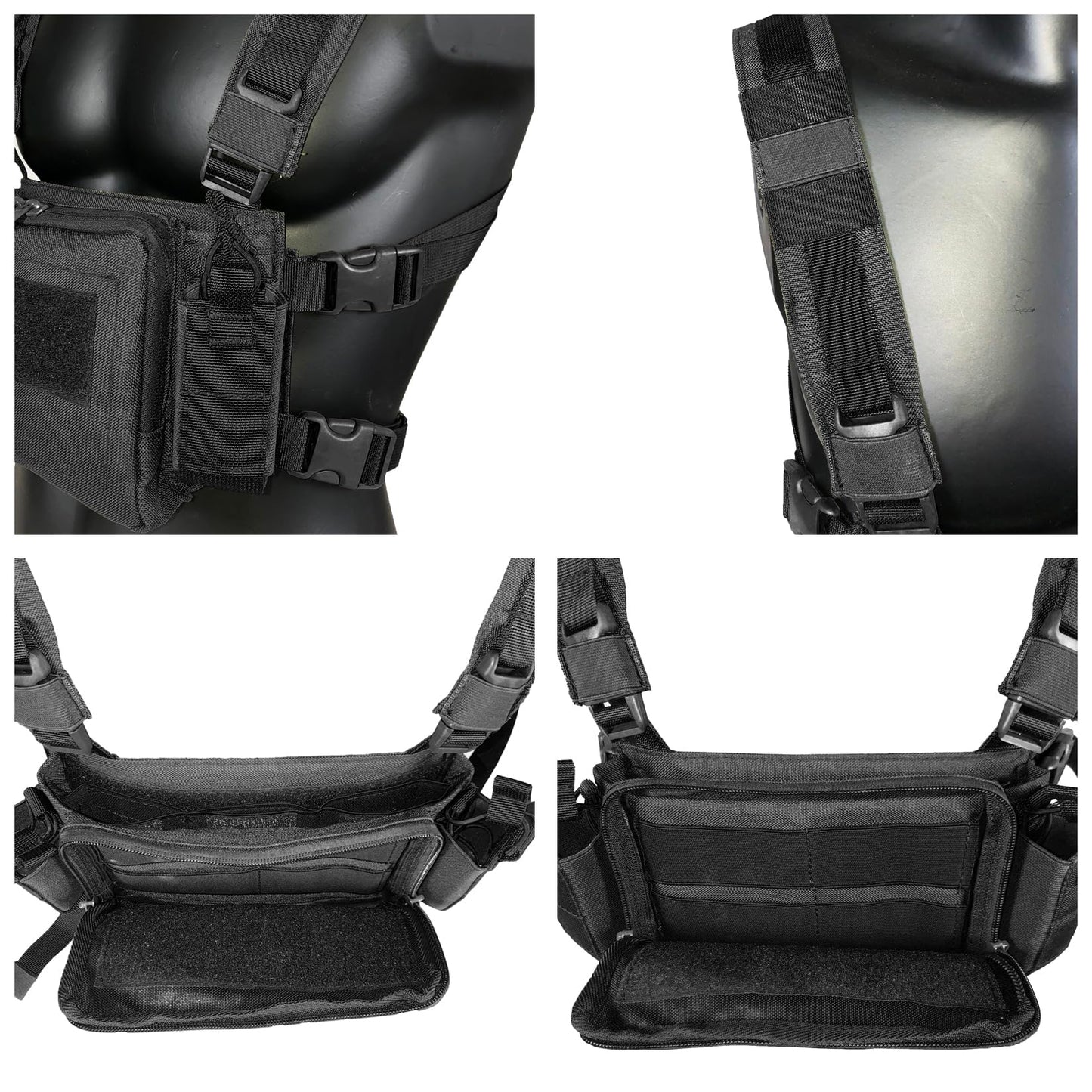 HRTACPAG Micro Chest Rig with Triple AK/AR Mag Pouch Tactical H-Harness Bag Airsoft Kit Khaki