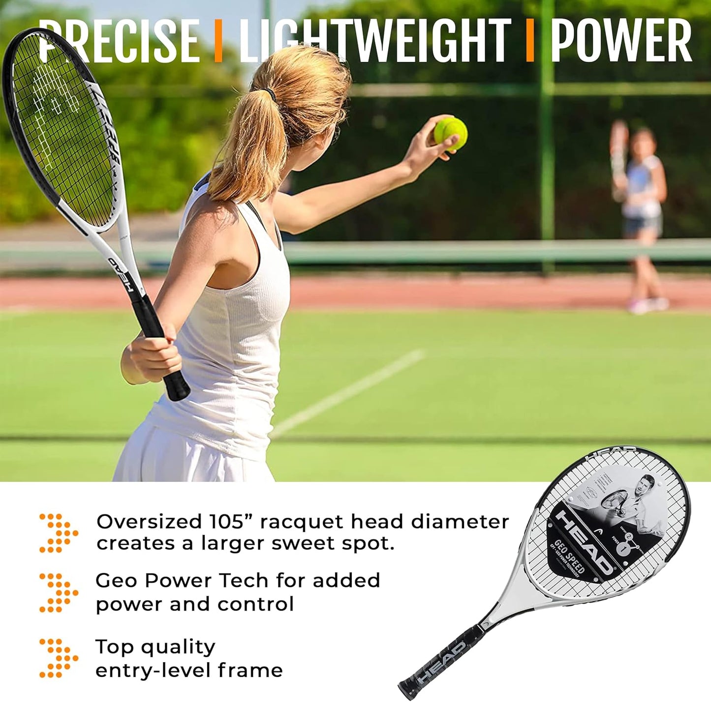 HEAD Geo Speed Tennis Racket - Pre-Strung Lightweight 27.5-Inch Adult Racquet