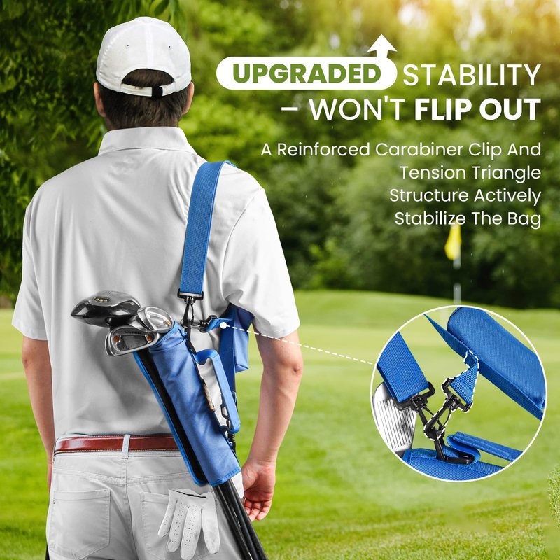 3-7 Club Golf Bag Small Carry Prevent Flip Out with Ball Pouch, Mini Lightweight for Driving Range Carrier Course Training Case, Durable & Portable for Men Women Ladies Kids (Blue)