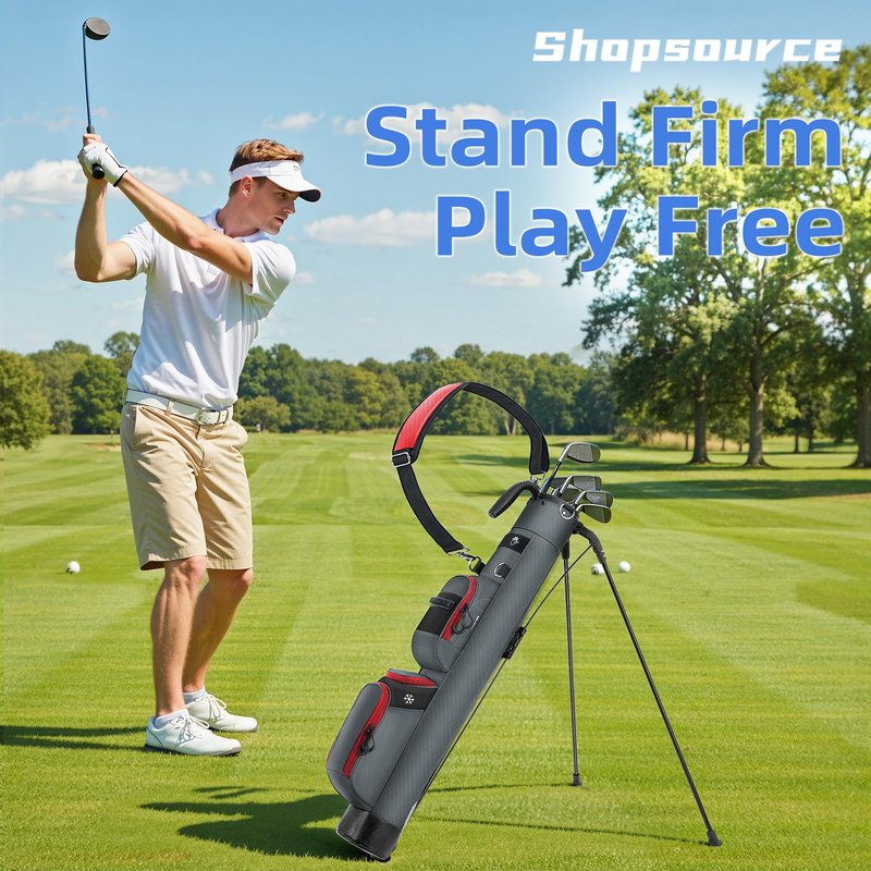 Shopsource Golf Stand Bag, Lightweight Par 3 Carry Bag with Insulated Cooler Pocket, Easy to Carry and Durable, Ideal for Driving Range Pitch n Putt Executive Courses, Grey