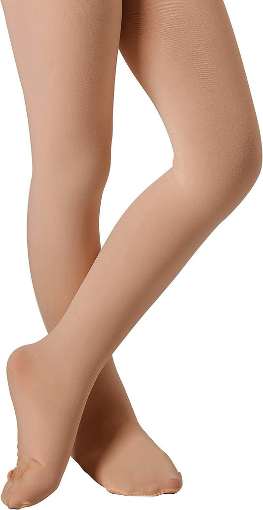 Ballet Tights for Girls - Thick, Soft Footed Dance Tights for Toddlers & Kids | Comfortable Fit