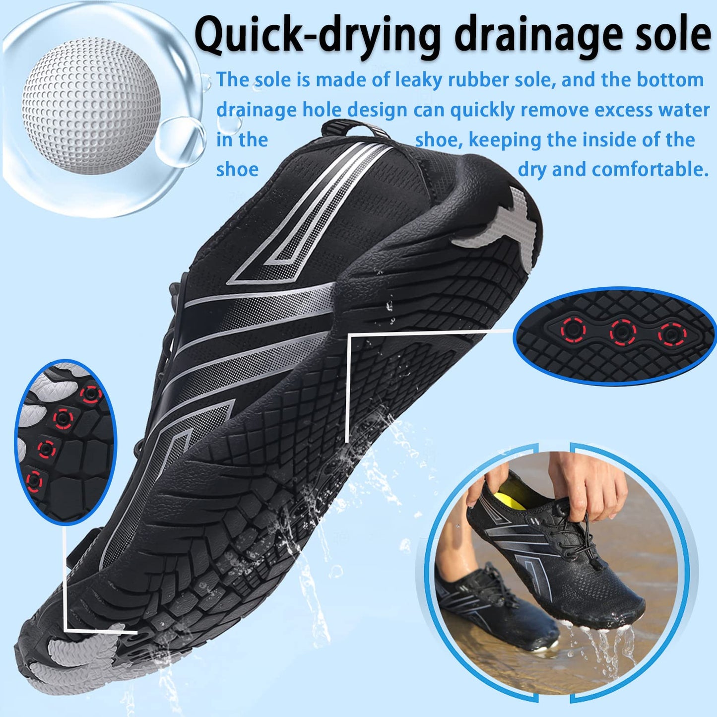 Water Shoes for Men Women Barefoot Shoes Quick Dry Aqua Sports Outdoor for Swim Pool Beach Surf Walk Water Yoga River Lake Hiking Kayaking