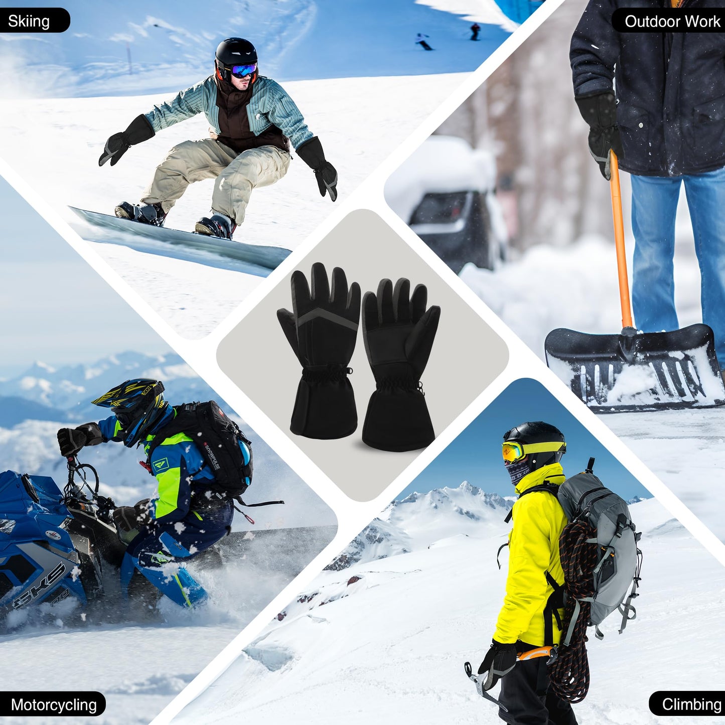 MMlove Heated Gloves, 5V 5000mAh Rechargeable Heated Gloves for Men,Electric Waterproof & Windproof Winter Motorcycle Warm Gloves with Touchscreen for Cycling Skiing Hiking Camping Working
