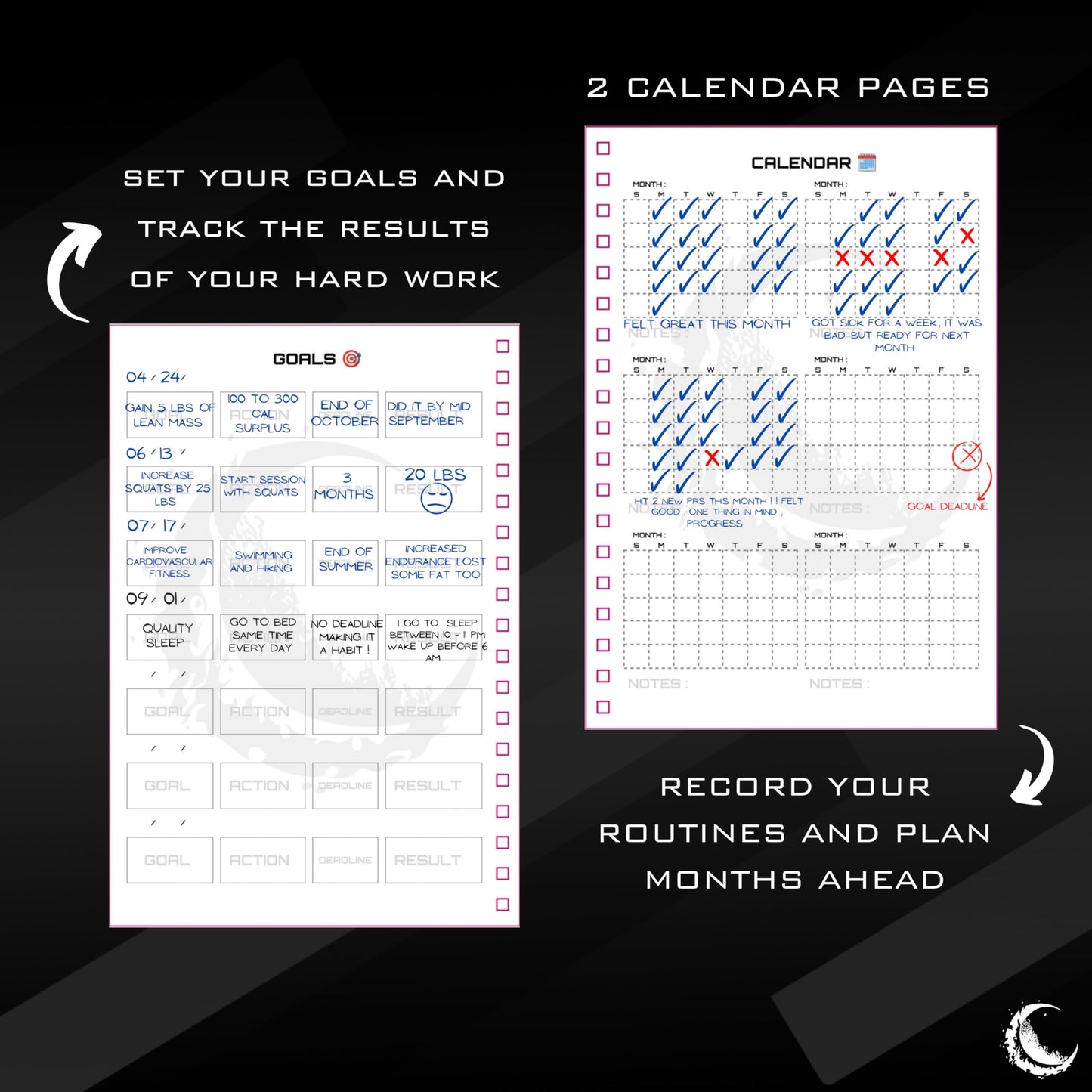 The Eclipse Log, Fitness Planner, A5 Hardcover Workout Journal. Exercise Log Book For Men and Women, Track and Plan Workouts Daily With Organization.