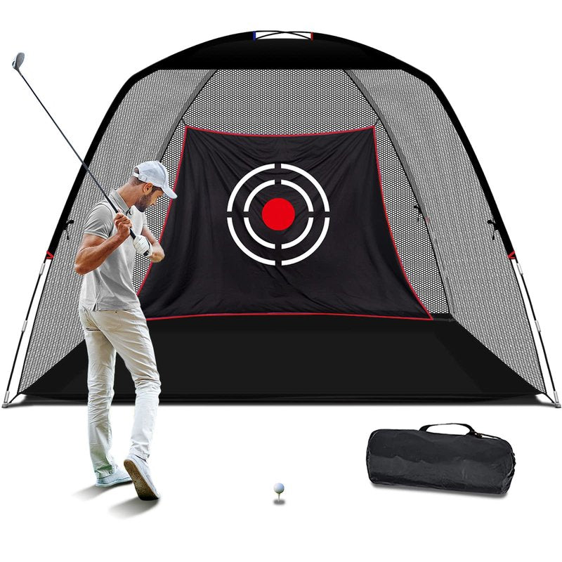 KAIDIDA Golf Hitting Net Portable: 12x7 FT Quick Set Up Driving Training Equipment for Backyard Garage Gift with Target Tee Cap Turf Ball