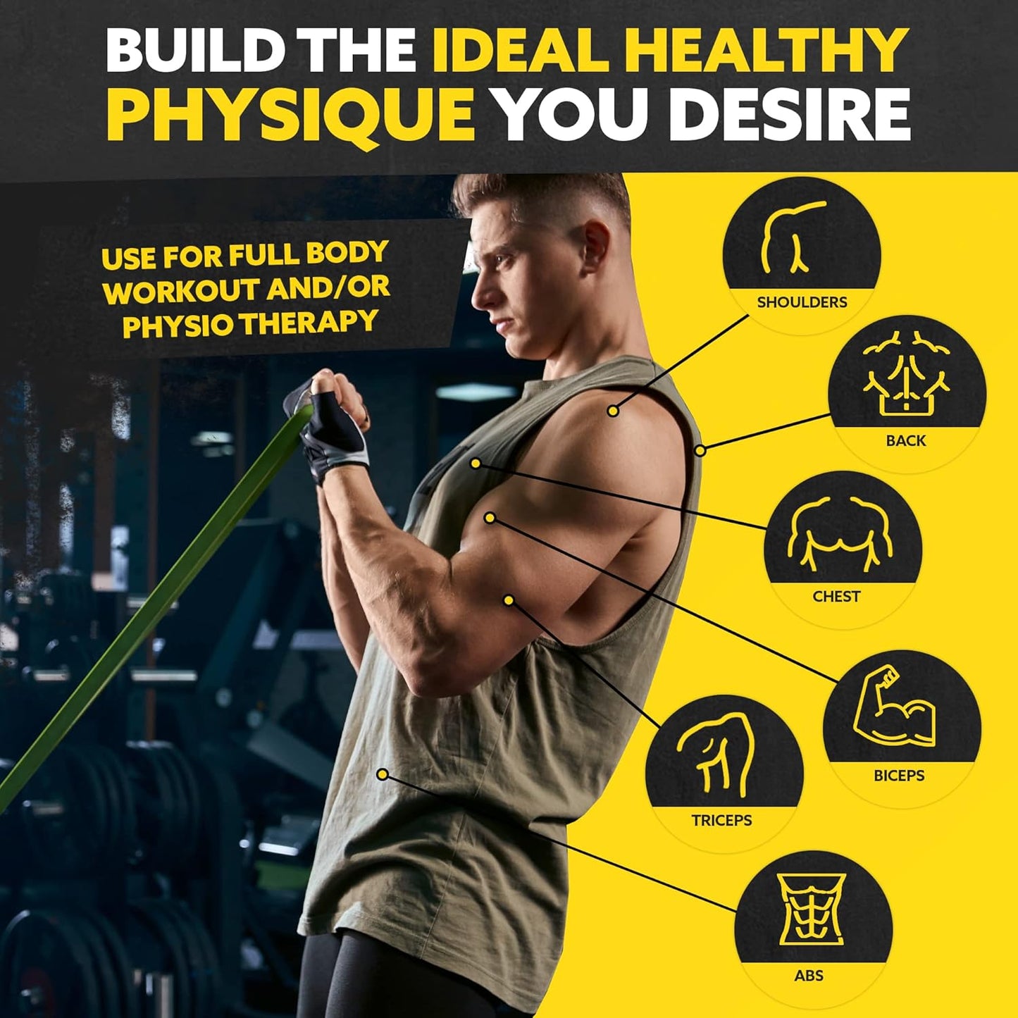 Tribe Resistance Bands Set - 5 Pull-Up Exercise Bands with Handles & Door Anchor for Home Gym | Strength Training for Men & Women