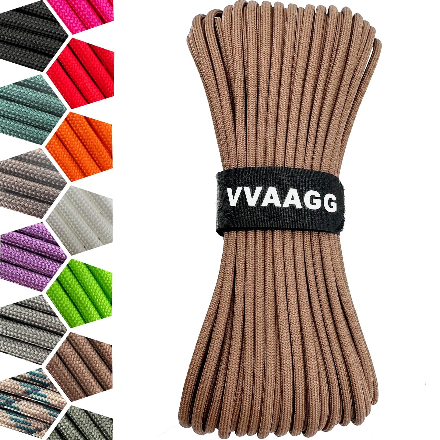 VVAAGG 1000 Paracord Rope 100FT Utility 4mm Parachute Cord Heavy Duty 12 Strand Camping Rope Tent Weatherproof Rope