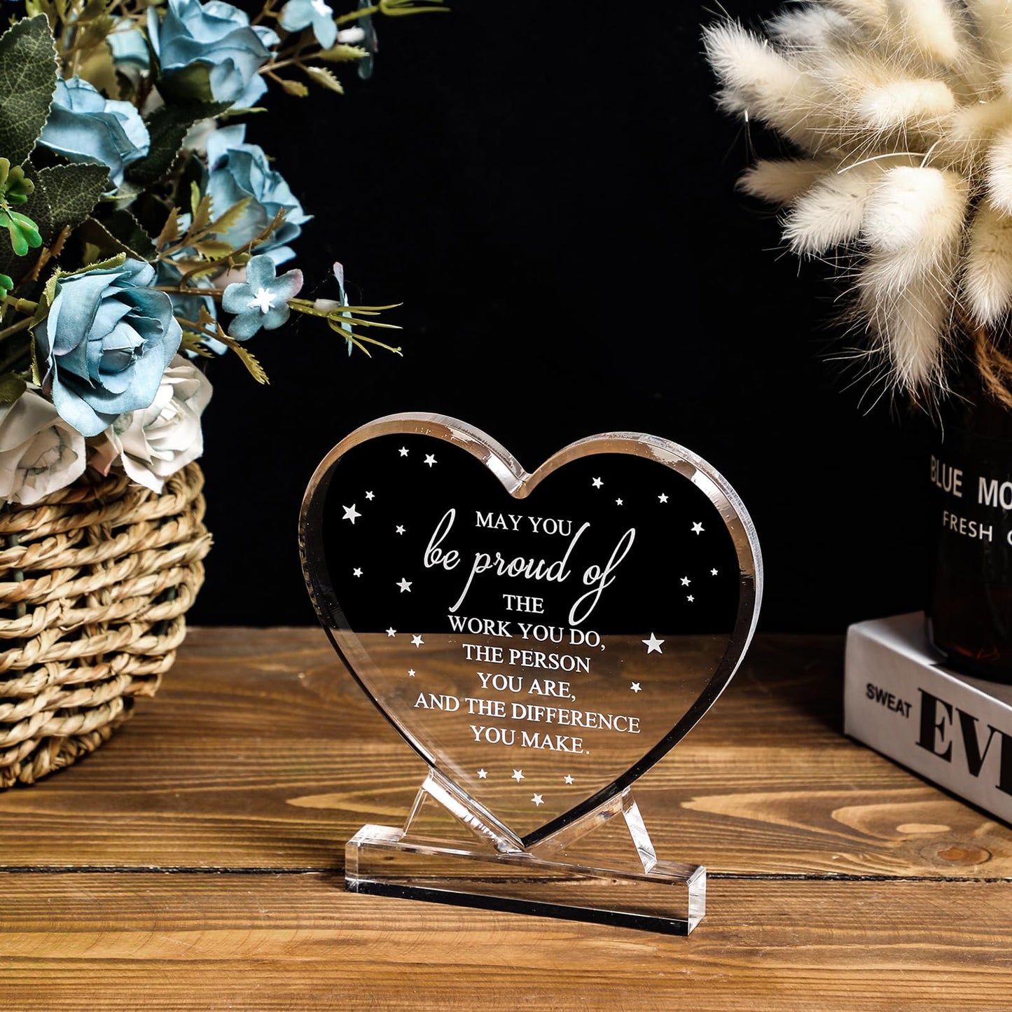 10 Pcs Employee Appreciation Awards for Coworker Acrylic Thank You Trophy May You Be Proud of The Work You Do Sign Prizes for Adults Retirement Goodbye Farewell Gift for Women Men (Heart)