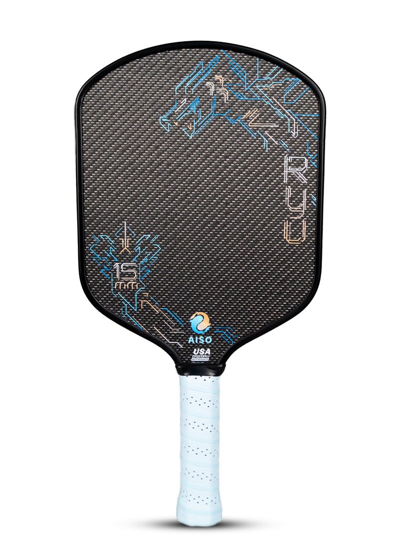 Aiso Ryu 15MM | Gen 3 Thermoformed Paddle with Foam Injection | Titanium x T700 Carbon Fiber Weave | 5.3'' Elongated Handle