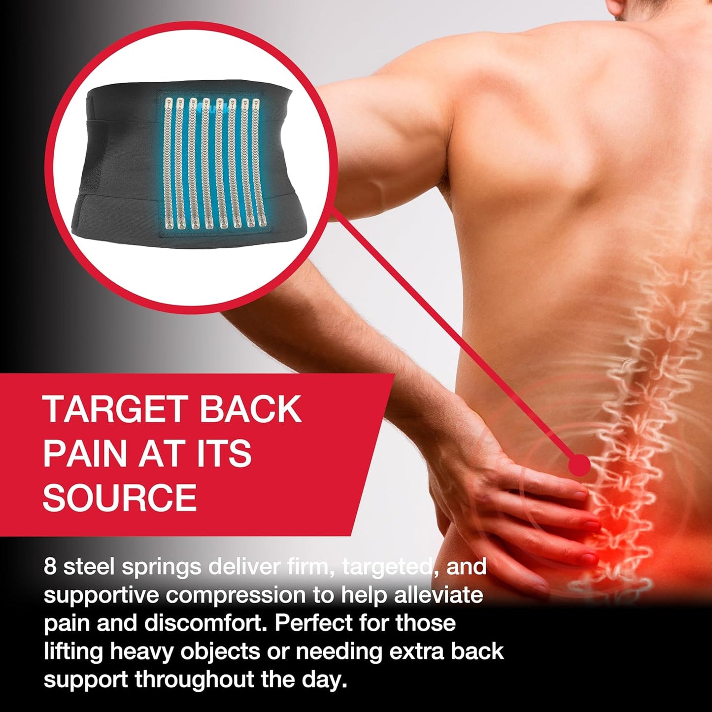 MUELLER Adjustable Back Brace for Pain Relief | Support for Upper & Lower Back, Sciatica, Scoliosis - Black