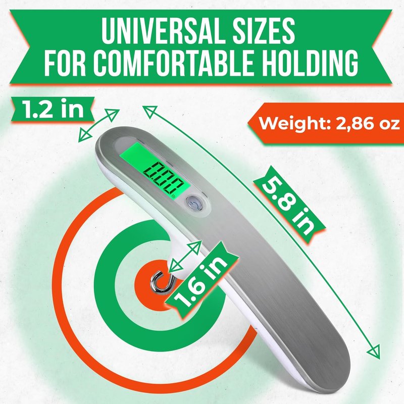 Digital Bow Scale - 110LBS/50KG Precision Draw Weight Scale for Recurve & Compound Bows | Handheld with LCD Display & 6 Units