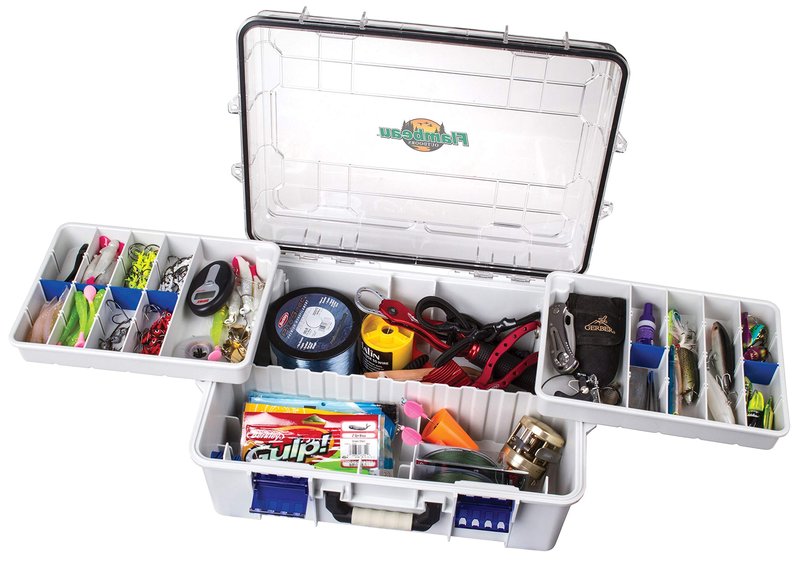 Flambeau Outdoors 4000WPNC Waterproof Satchel 4000, Portable Waterproof Tackle Box with Trays, Gray/Clear (18.71" L x 13.58" W x 7.58" D)