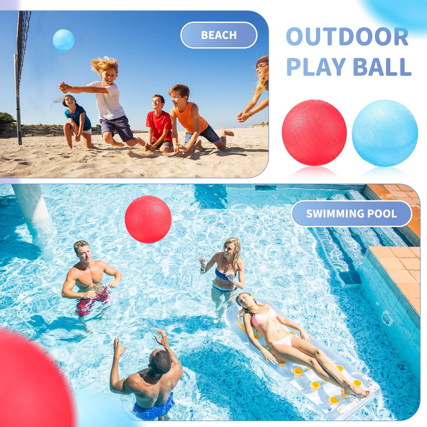 Civaner 2 Pack 5 Inch Dodgeball Balls Red & Blue Playground Dodgeballs Small Playground Ball for Kids Teens Adults PVC Gym Sports Ball for Outdoor Yoga Four Square PE Games Recess Exercise Play