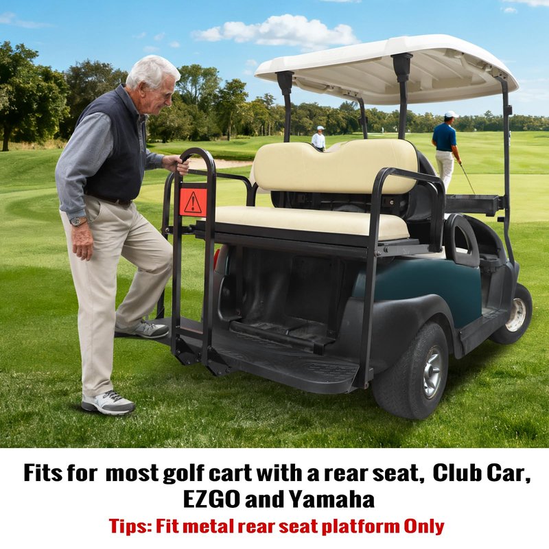 Roykaw Golf Cart No-Drilling Rear Seat Safety Grab Bar Compatible with EZGO, Club Car, Yamaha Gas & Electric Vehicles, Golf Handrail Bar for Rear Seat Passenger, Detachable & Easy to Install