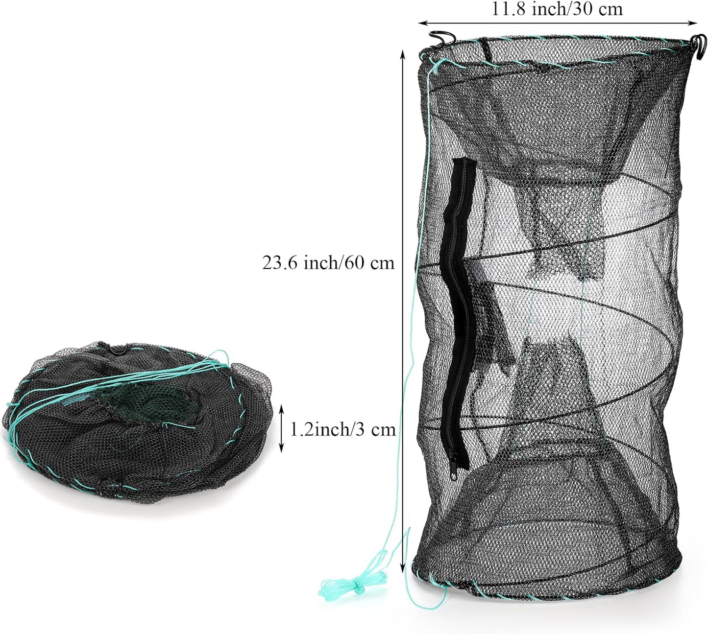ZENFUN Fishing Bait Trap Set - 2 Pcs Collapsible Crab & Crawfish Nets | Portable Foldable Design