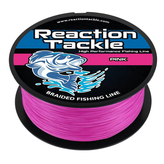 Reaction Tackle Braided Fishing Line - Pro Grade Power Performance for Saltwater or Freshwater Fish - Colored Fishing Line Braid for Extra Visibility - Pink 20 Lb (150 Yards)