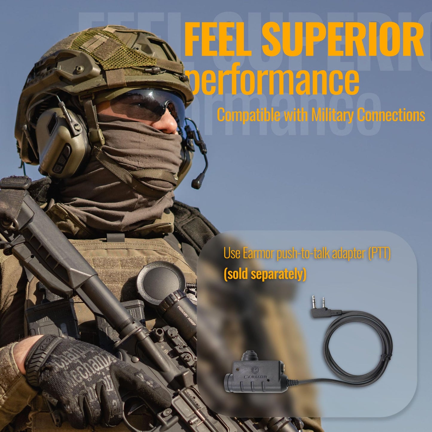 EARMOR M32 Tactical Headset Hunting & Shooting Earmuffs with Microphone, Sound Amplification, Nato TP120 Jacket, Black