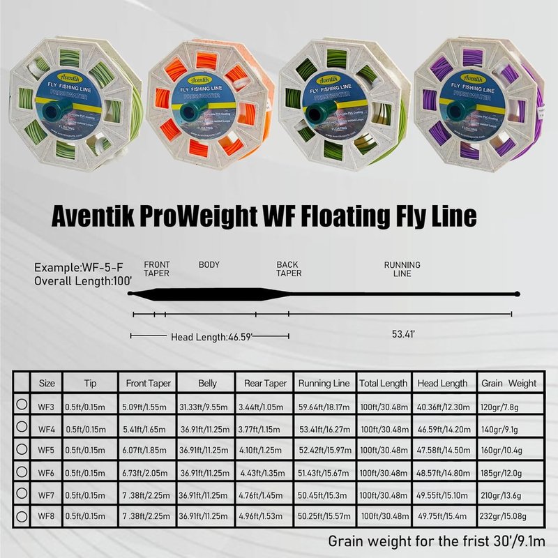 Aventik ProWeight WF Floating Fly Line - Low Stretch, Smooth Casting | Trout Fishing Kit with Backing, Leader & Tippet