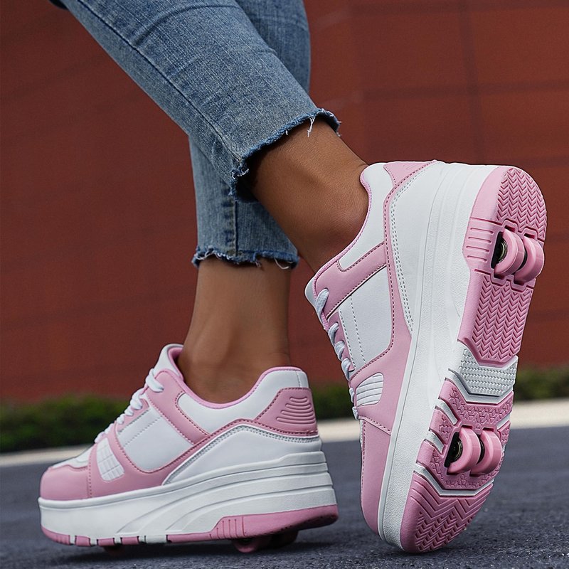 ANEFUN Roller Skate Shoes for Kids Girls Boys Detachable Wheeled Fashion Sneakers
