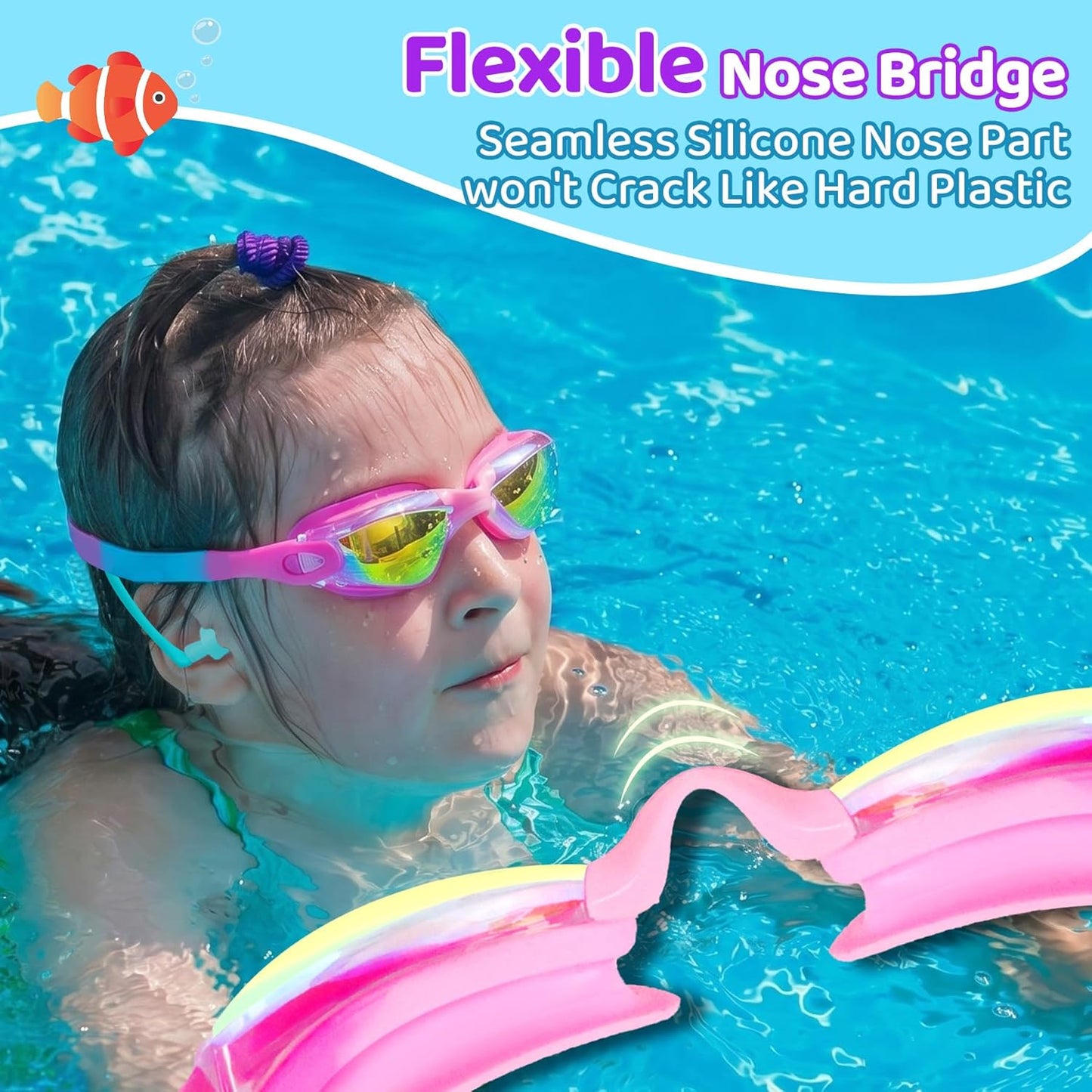 Vvinca Kids Swimming Goggles - Anti-Fog UV Protection | Leak-Proof Design, 2-Pack for Ages 3-15